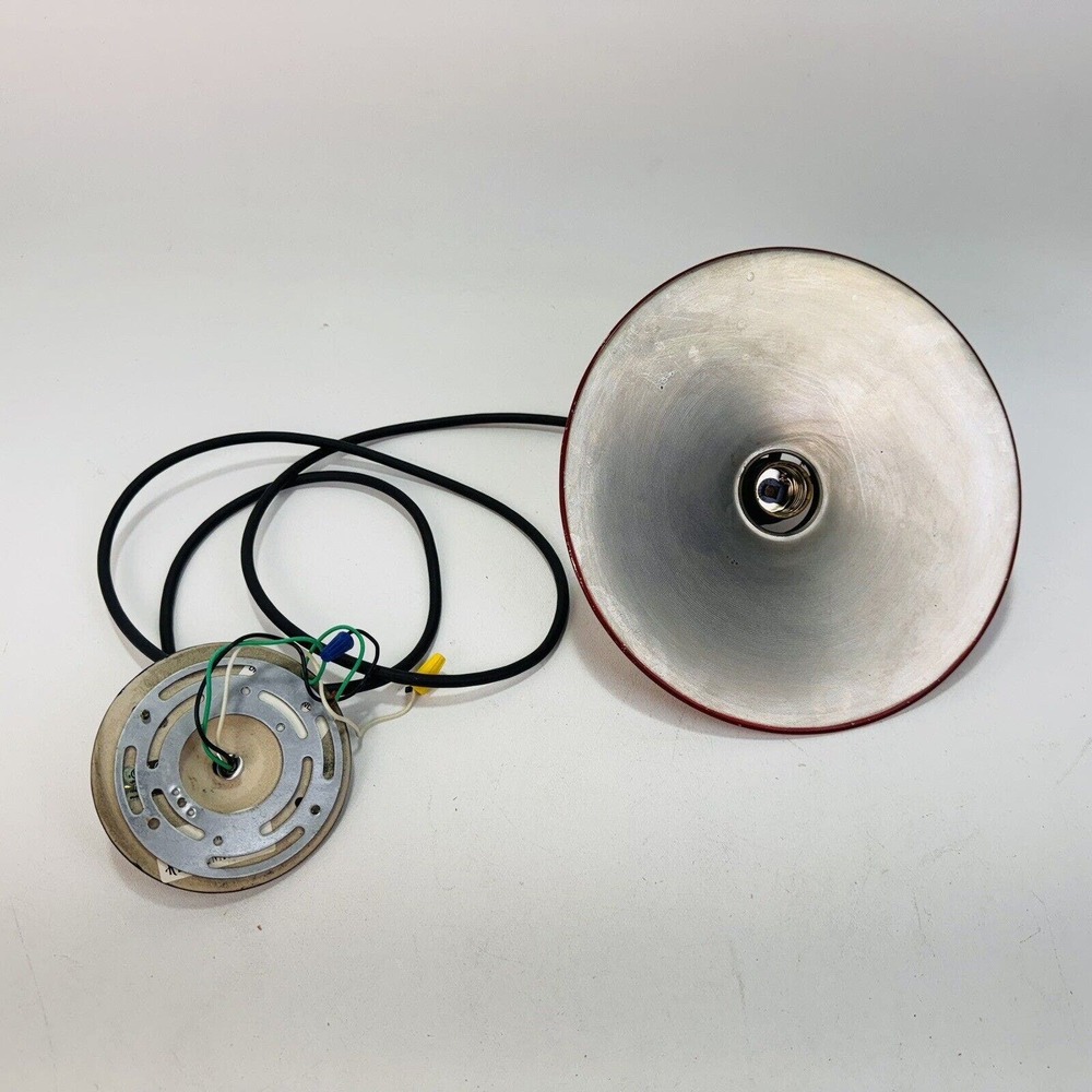 Rejuvenation Vintage Industrial RED Disc Swivel Pendant. 66' Cable Length